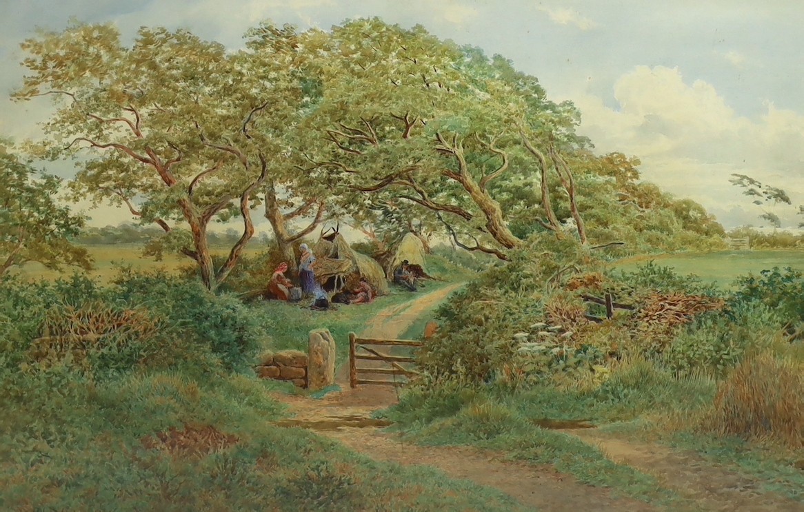 Robert Dobson (British, fl.1860-1901), watercolour, 'The Old Roman Road, Prenton, Golf Links', signed and dated 1886, 52 x 80cm